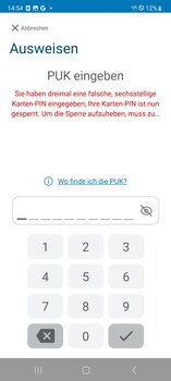 Screenshot falsche PIN-Eingabe